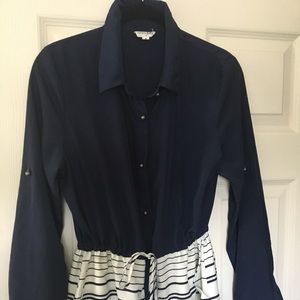 Navy striped shirt MaisonJules dress, size M
